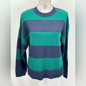 DIVIDED by H&M Navy and green stripe crew neck sweater size XS